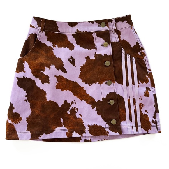 Ivy Park Women’s Small Purple Cow Print Denim Mini Skirt - Picture 1 of 7